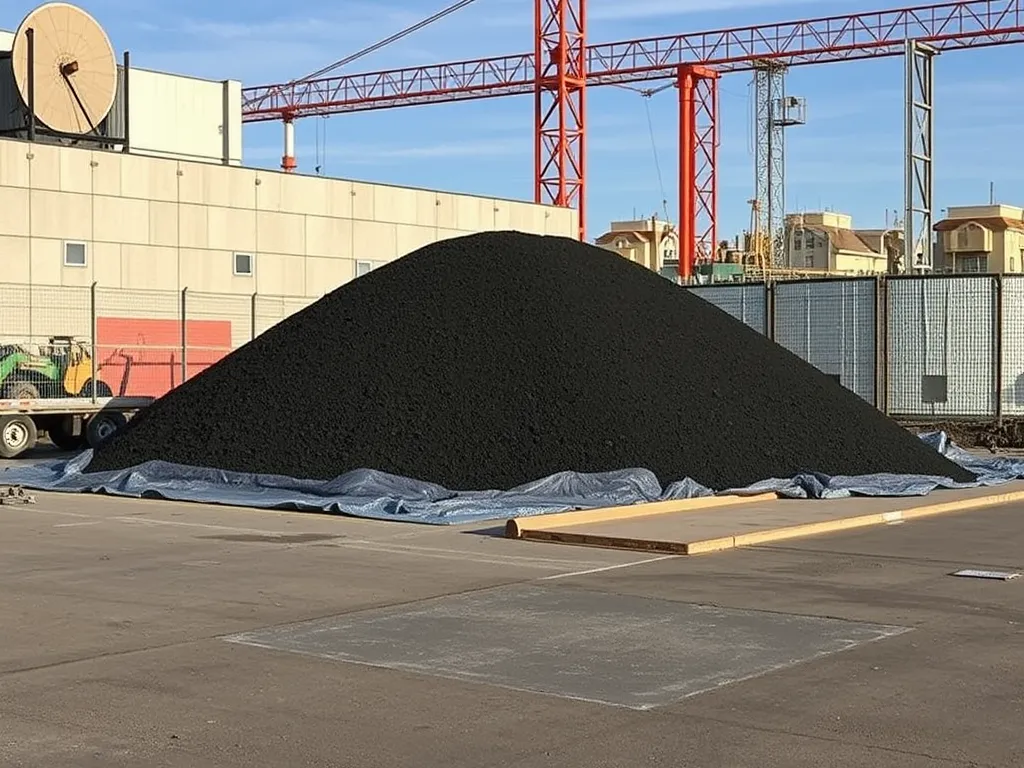 A large pile of asphalt material highlighting its environmental significance.