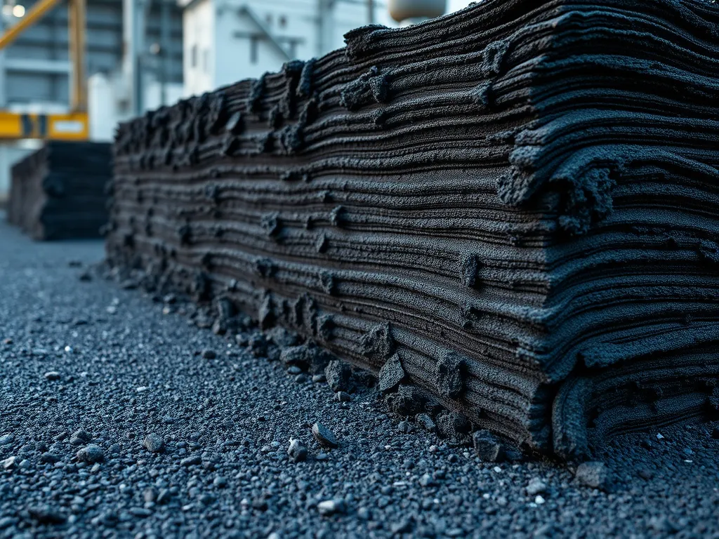 Stack of asphalt materials indicating potential repair options for asphalt failure.
