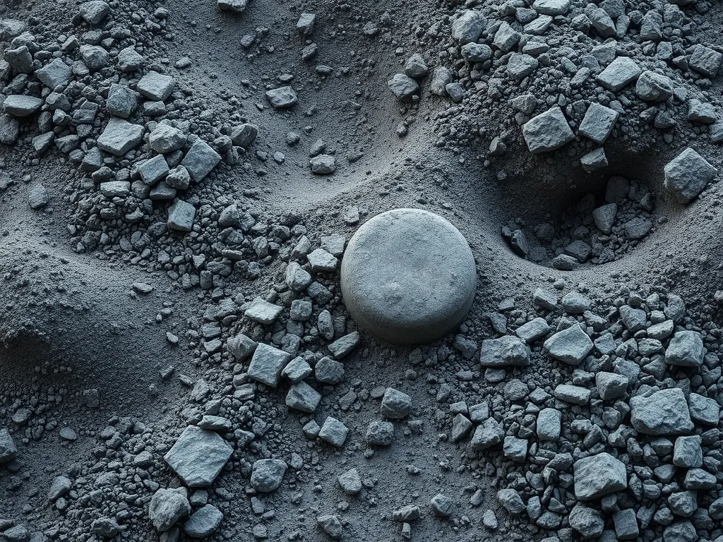 Close-up view of asphalt feedstock aggregates and particles.