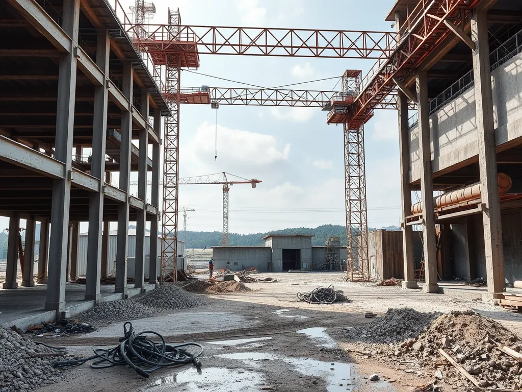 Construction site showcasing asphalt fillers and materials used in pavement.