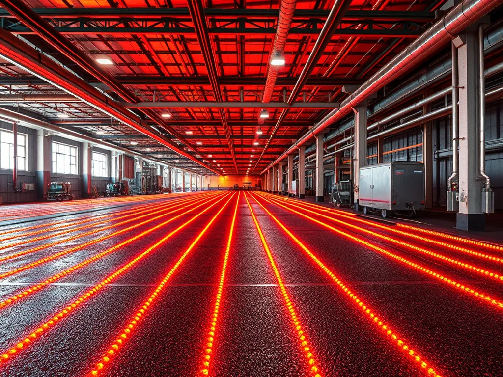 Heat lines on asphalt flooring demonstrating efficient heating methods