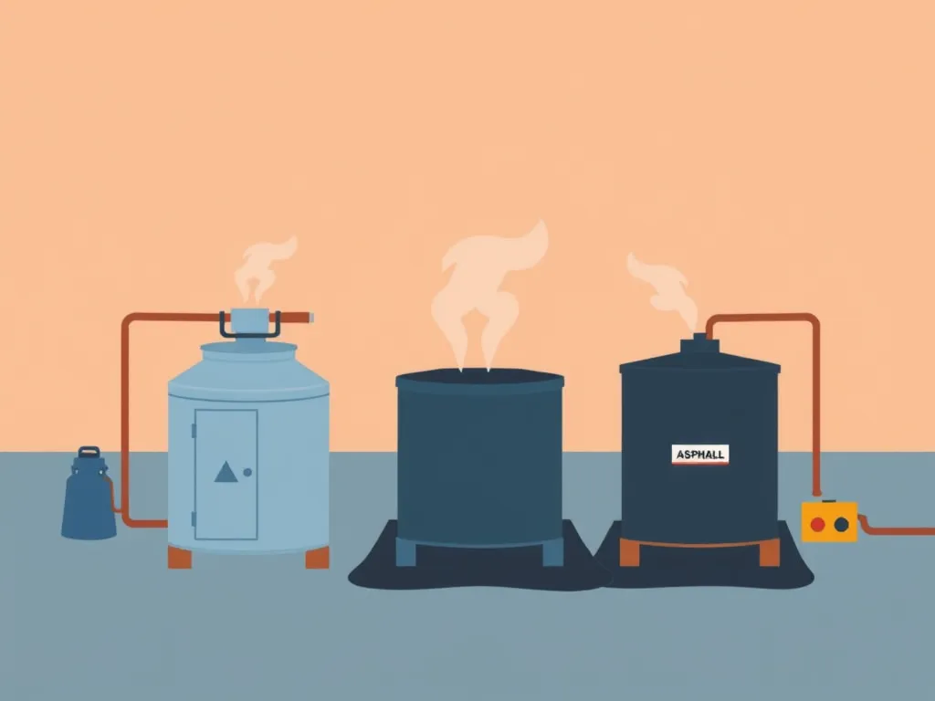 Different asphalt heating methods for various climates with visual comparison.