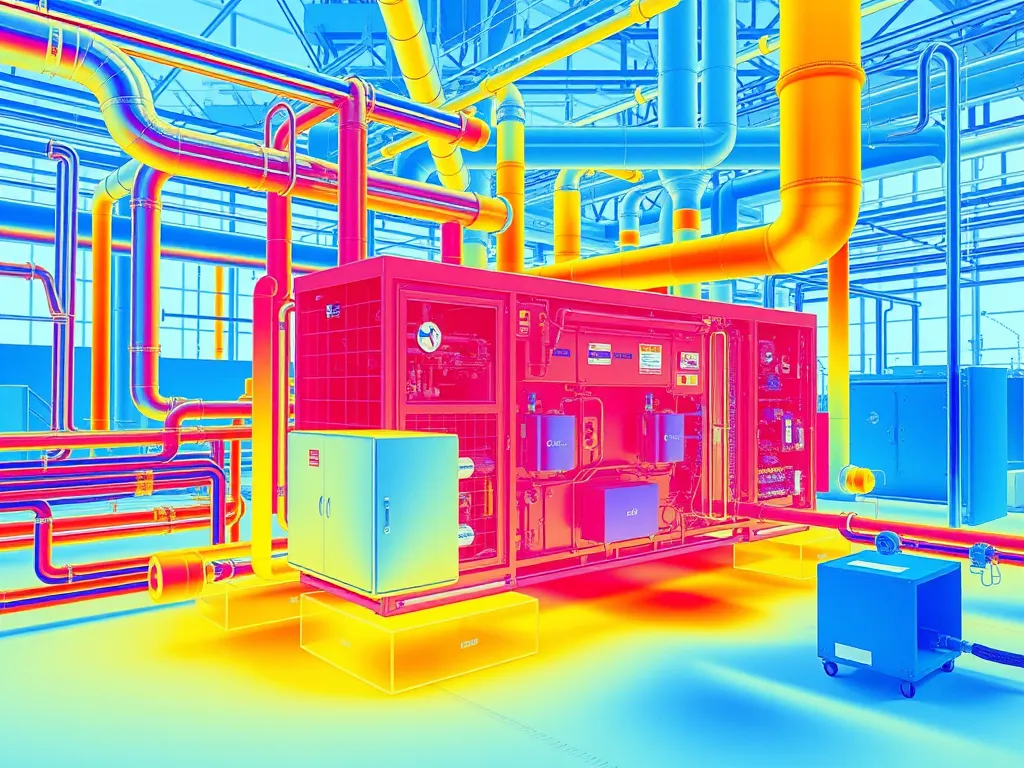 High-efficiency asphalt heating equipment with vibrant color representation indicating temperature differences.