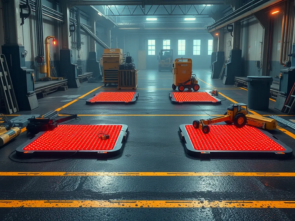Infrared heating mats used for effective asphalt heating during cold weather.