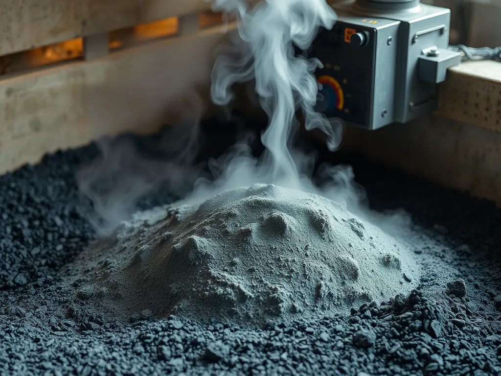 An image of heated asphalt with steam rising, illustrating techniques for effective asphalt heating in cold weather.