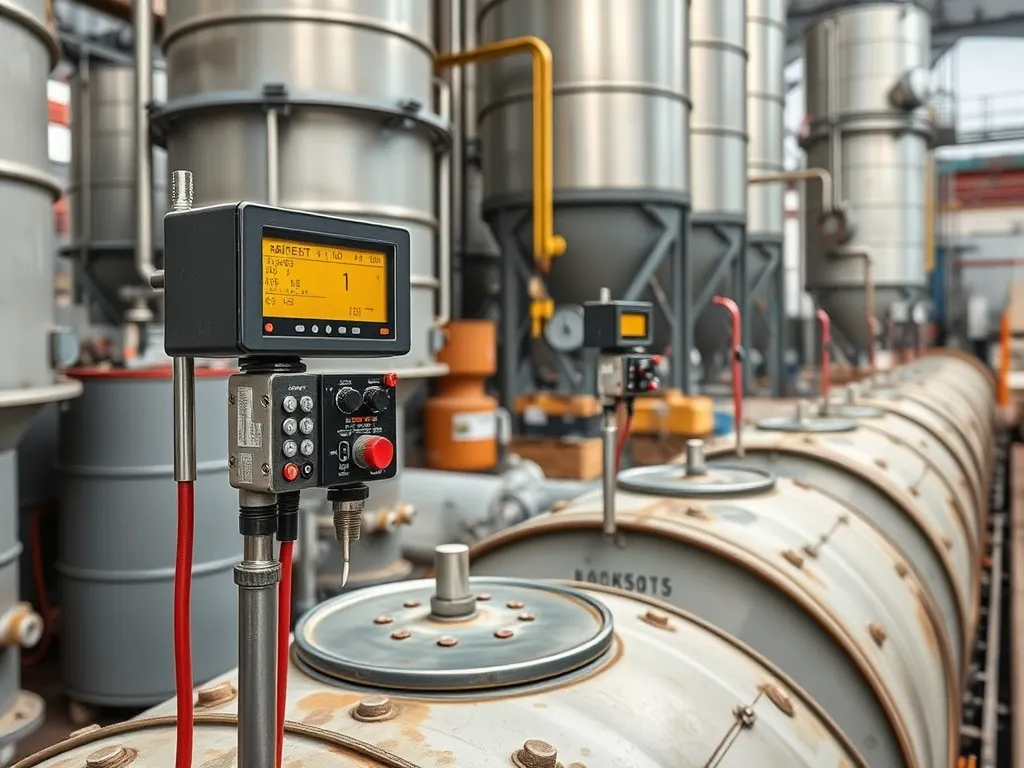 Temperature control gauge in an asphalt heating facility, illustrating techniques in asphalt heating.