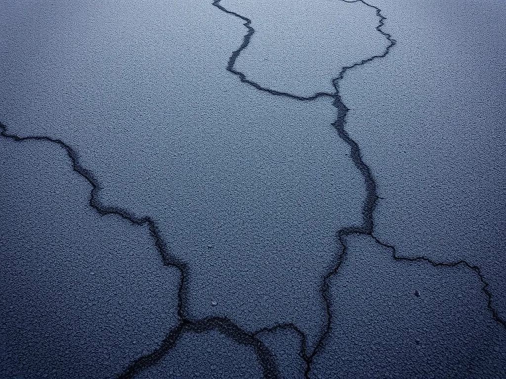 Cracked asphalt surface illustrating the importance of temperature control in asphalt heating.