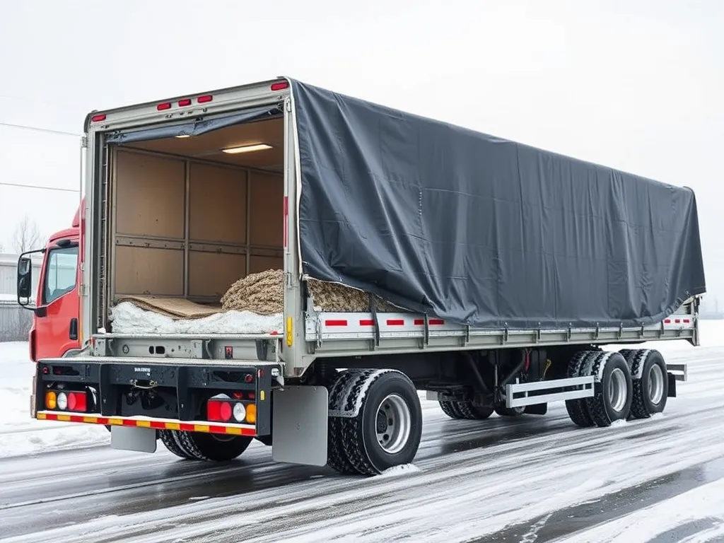 Truck transporting materials for asphalt heating and temperature control techniques.