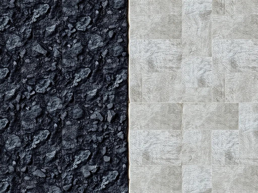 Close-up of asphalt texture demonstrating the laying process in construction.