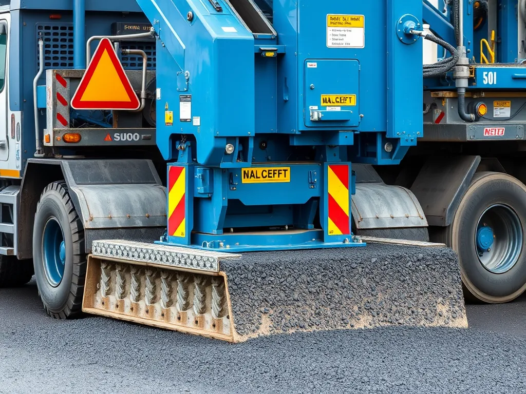 Heavy machinery designed for safely lifting and moving hot asphalt in construction.