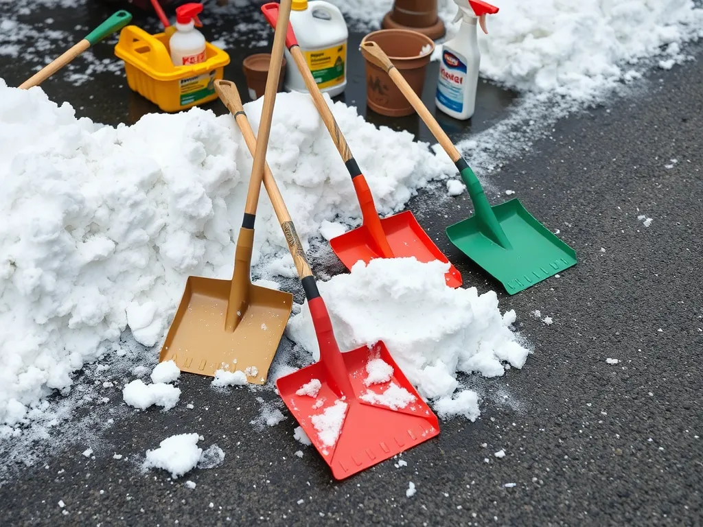 Shovels clearing snow from asphalt surface for seasonal maintenance