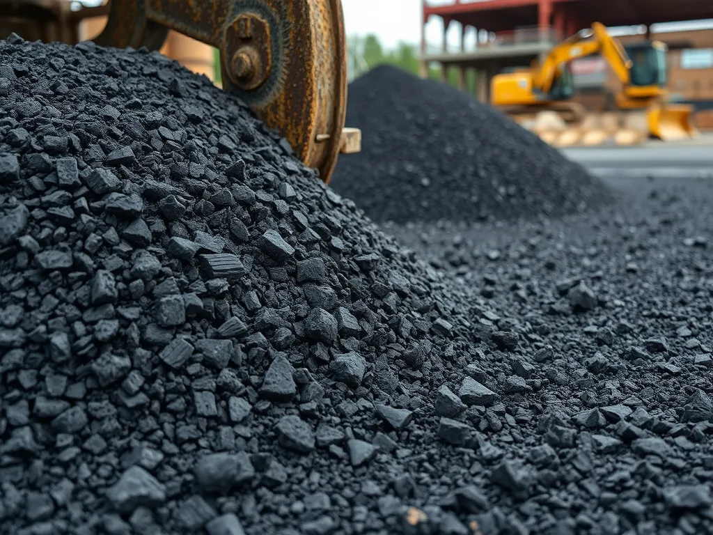 Close-up view of reclaimed asphalt milling material used in road construction.