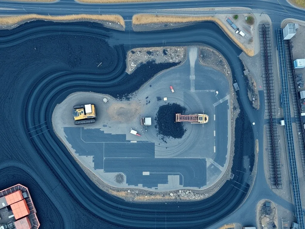 Aerial view of asphalt milling and reclaiming process showcasing machinery and equipment in action.
