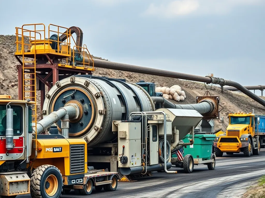 Machinery used in different asphalt mix production methods, showcasing the process and equipment involved.