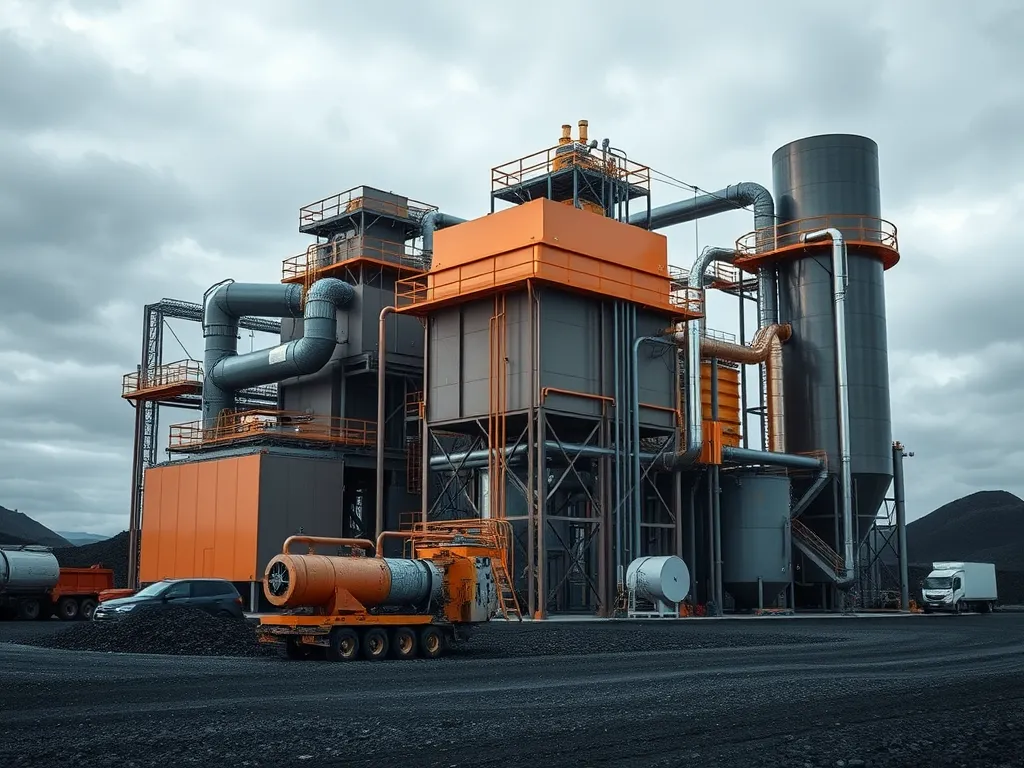 A modern asphalt mix production plant showcasing equipment used for varying asphalt mixes, related to life expectancy.