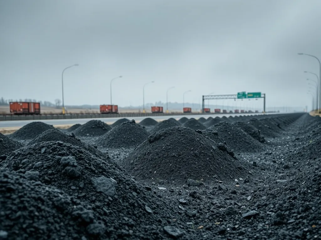 Piles of asphalt on a roadway to reduce noise pollution