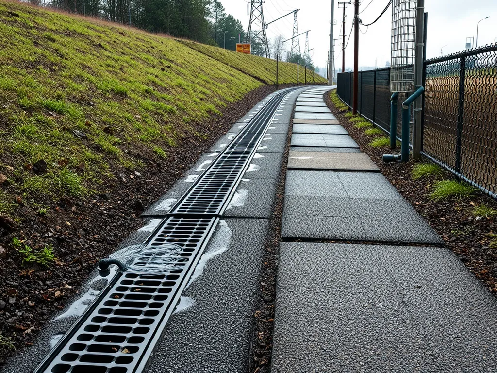 An asphalt path with a drainage system, showcasing maintenance tips for asphalt paths.