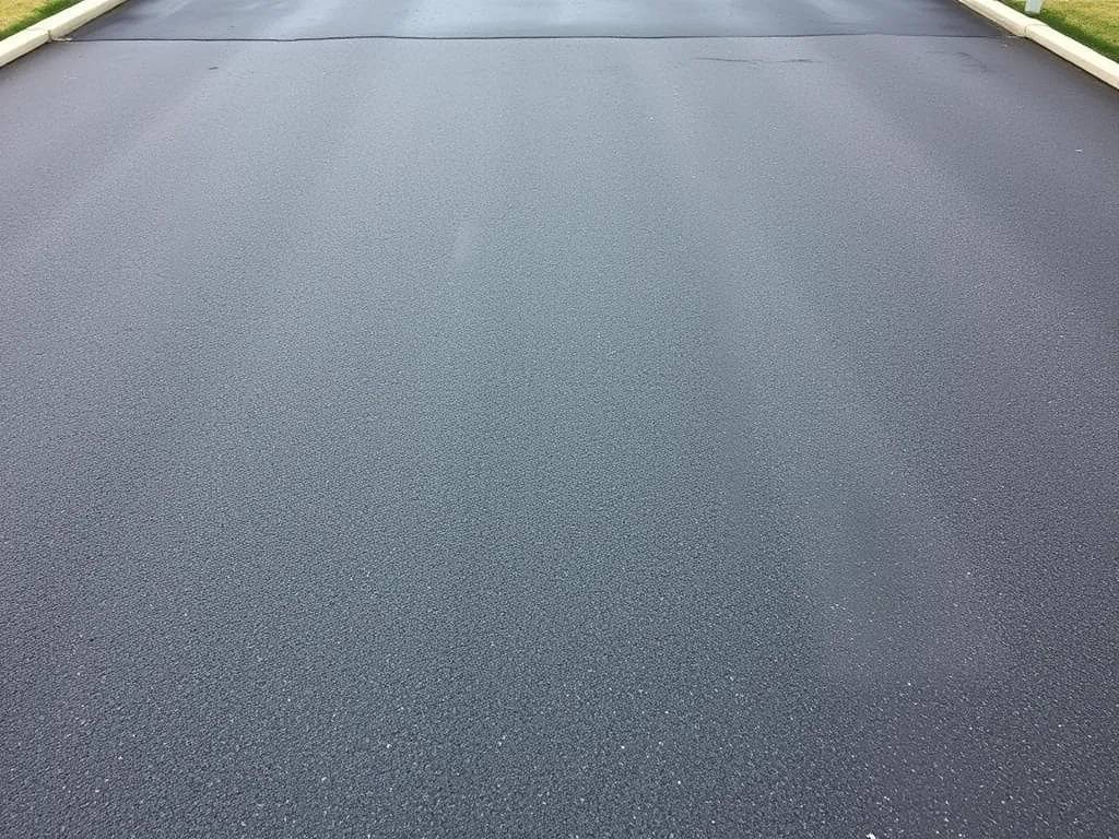 Close-up view of a freshly paved asphalt surface for comparison with concrete paving.