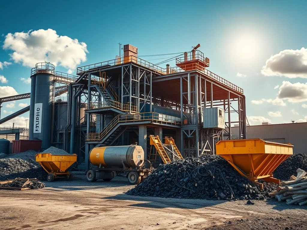 Asphalt production facility showing equipment and materials related to climate resilience.