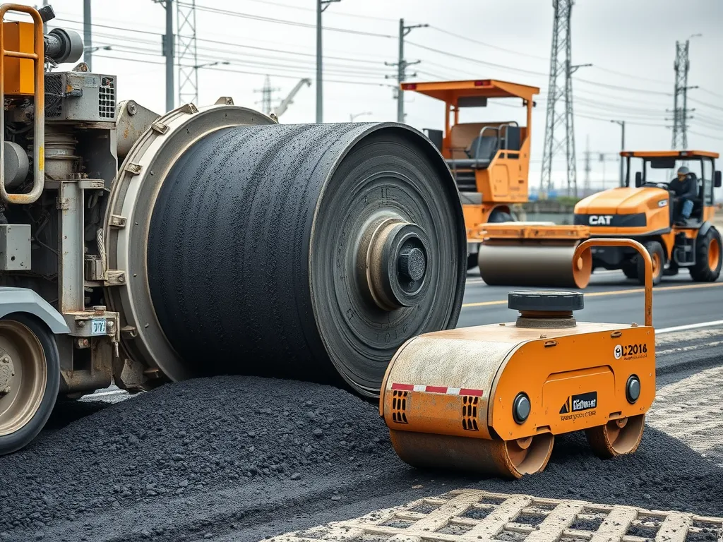 Construction of asphalt for public infrastructure projects using heavy machinery