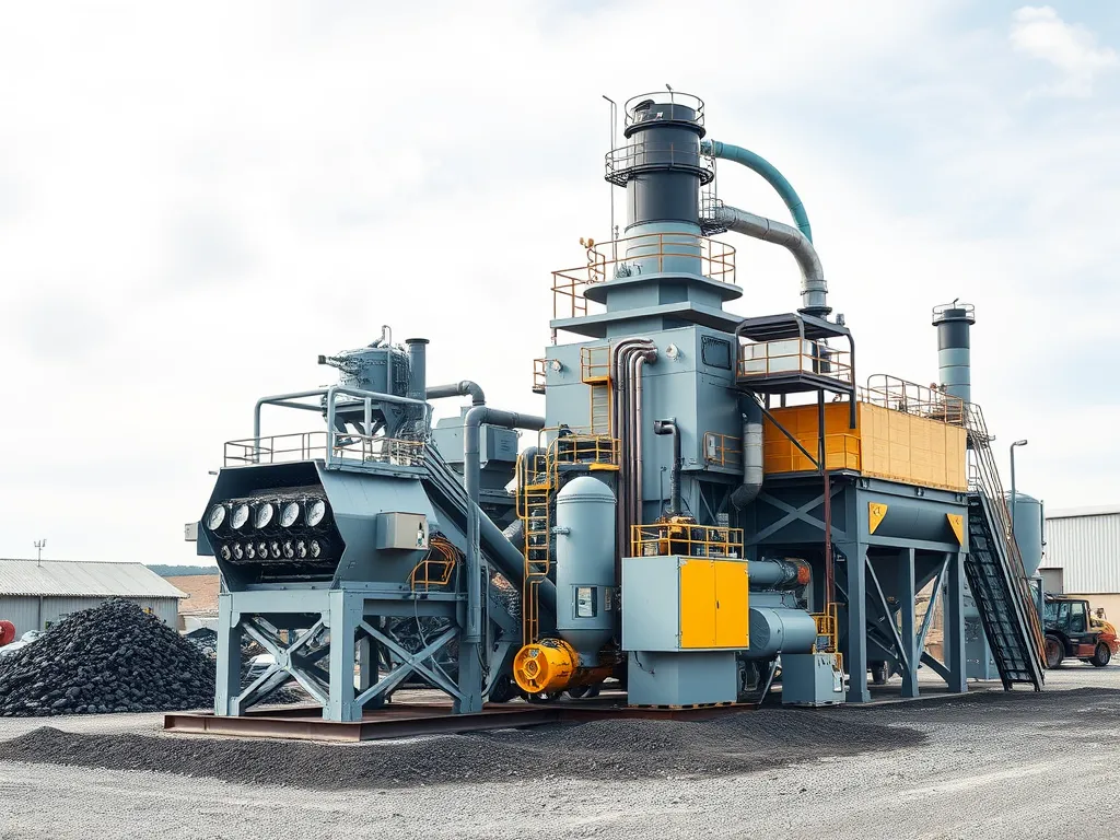 A modern asphalt recycling plant demonstrating sustainable practices in the circular economy.