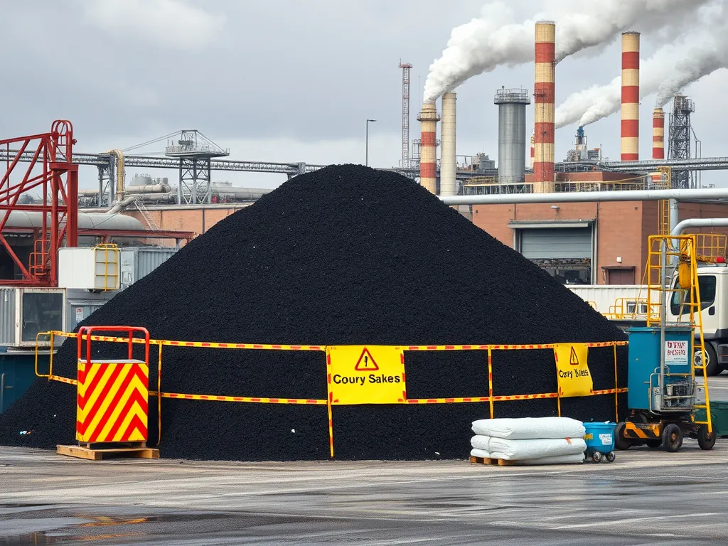 Piled asphalt materials at a recycling facility showcasing the effects of regulations on asphalt recycling.