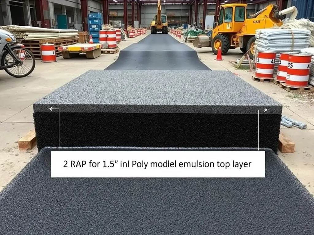 Construction site showing asphalt recycling process for transportation infrastructure with RAP.