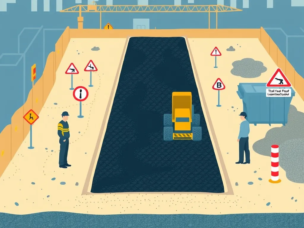 Construction site with asphalt paving, illustrating government regulations on asphalt use.