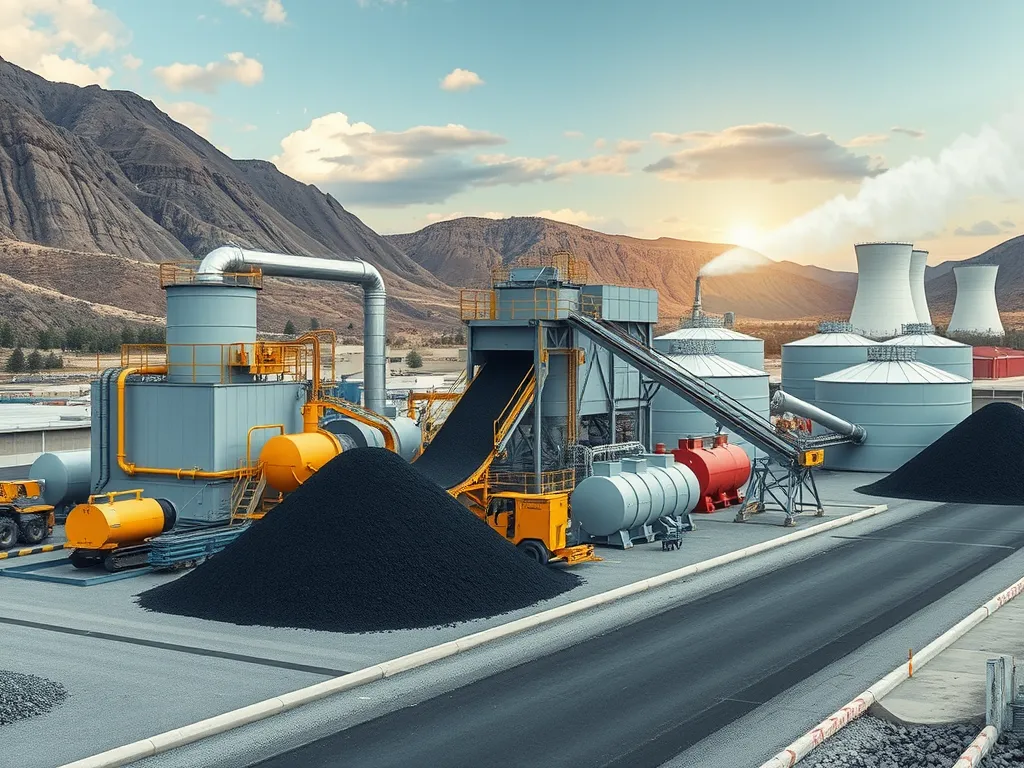 Asphalt plant in a renewable energy project showcasing sustainable applications.