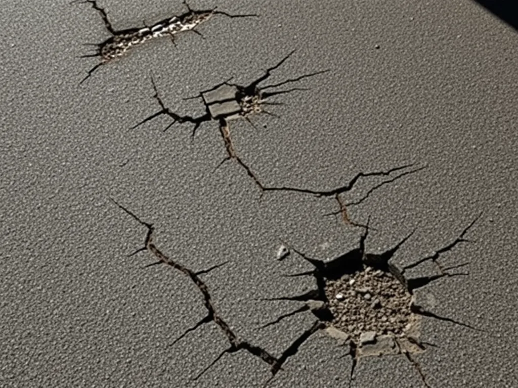 Cracks in asphalt indicating the need for resurfacing