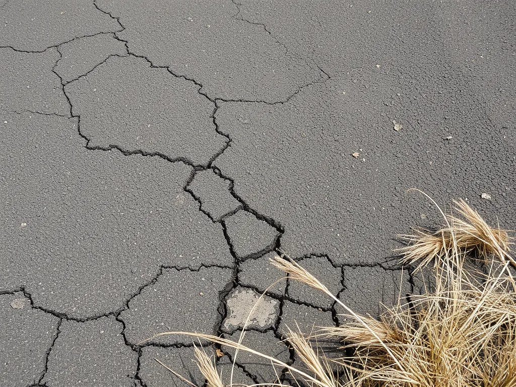 Cracked asphalt surface indicating the need for resurfacing.