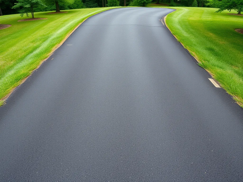 A newly paved asphalt road showcasing the results of professional work, relevant to DIY asphalt projects.