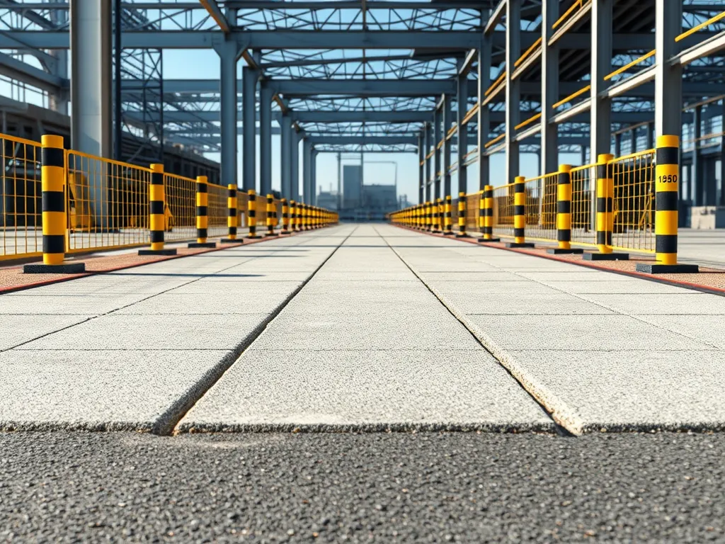 Inspection area for asphalt road safety showing clearly marked lanes and barriers