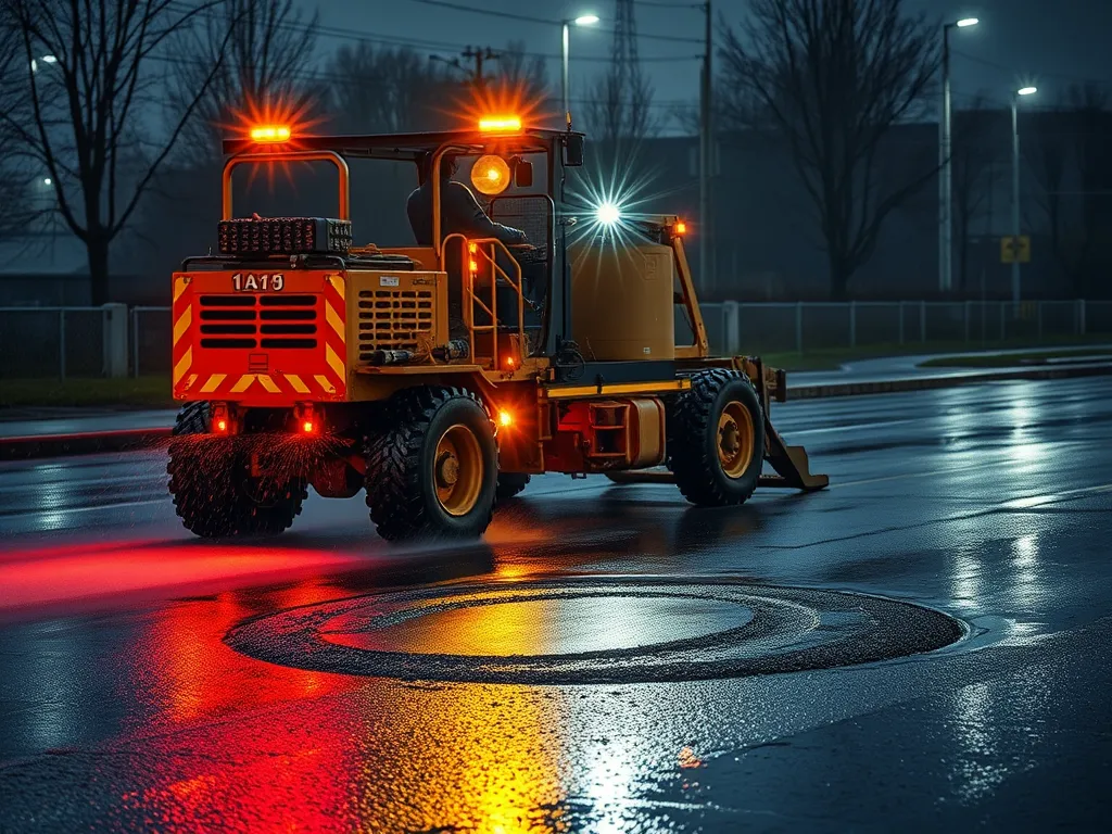 Heavy machinery used for inspections on asphalt road safety