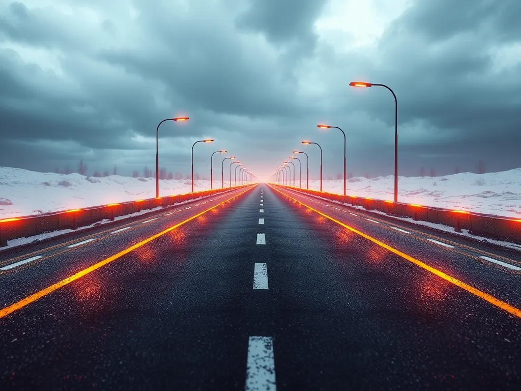 A newly improved asphalt road showcasing enhanced safety features.