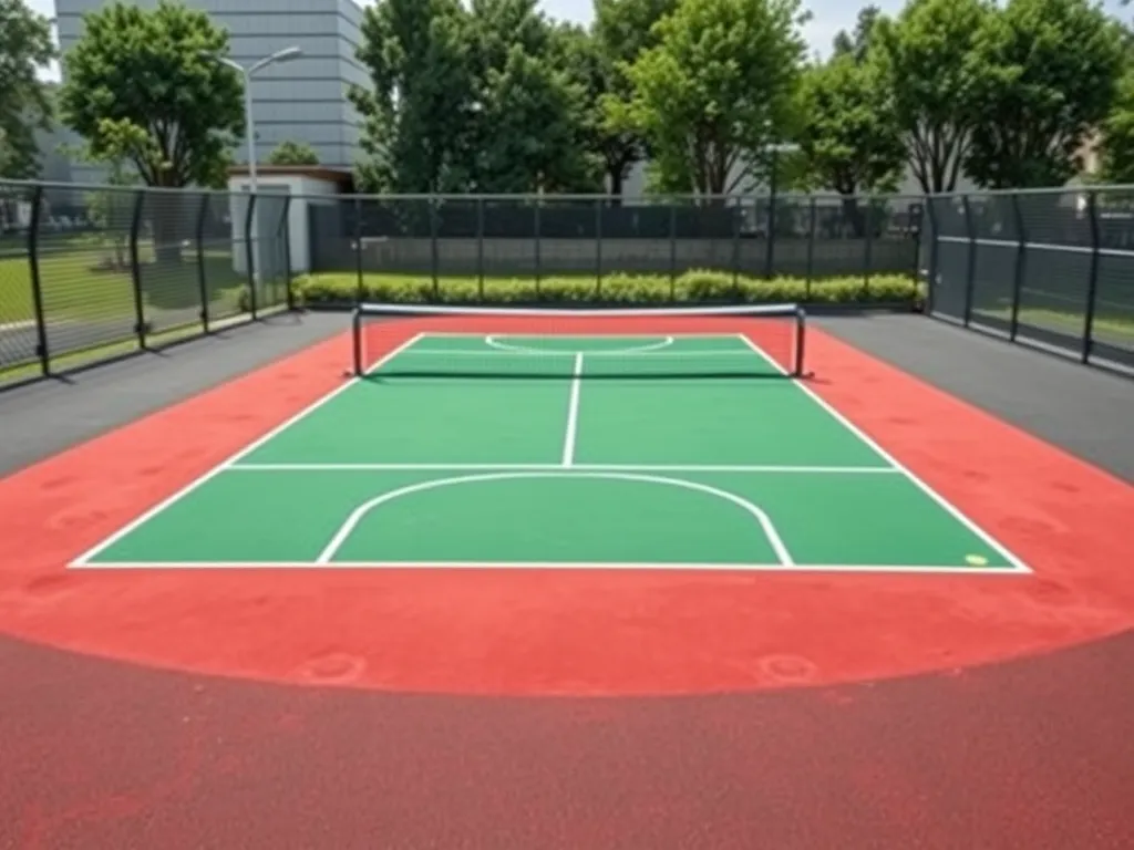 A tennis court made with asphalt rubber for enhanced performance and durability.