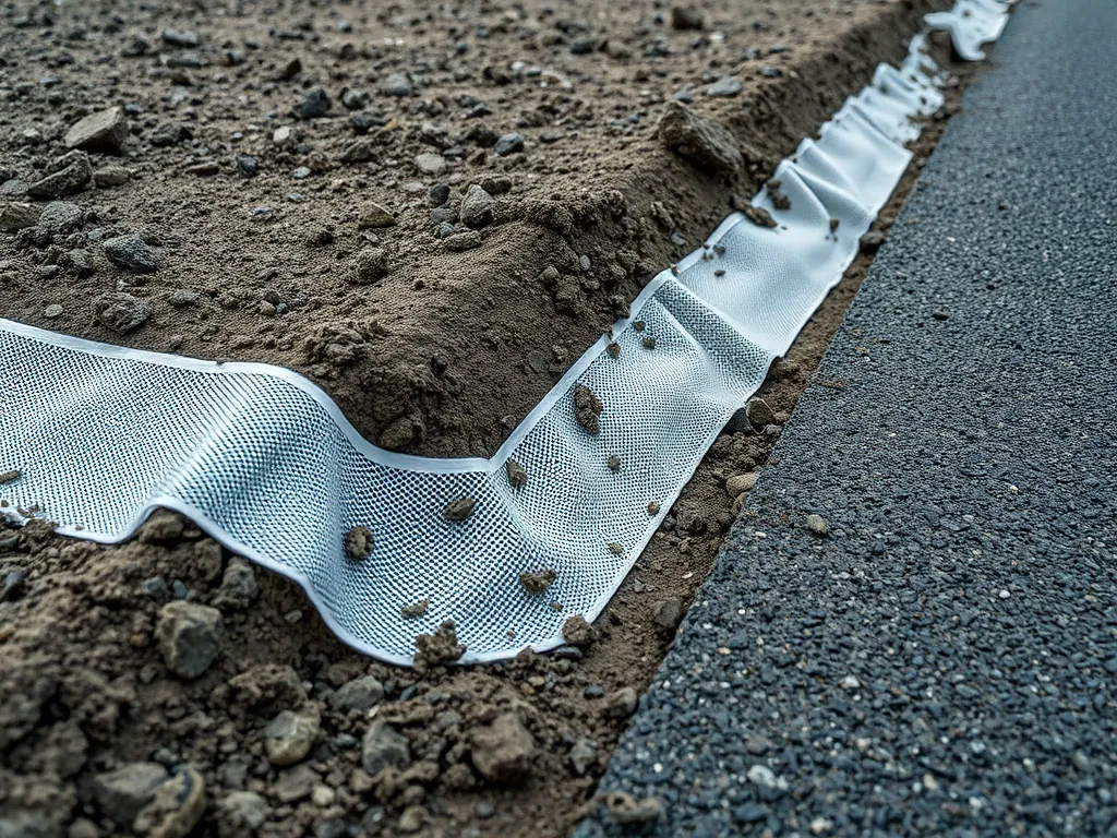 Geotextile fabric used in asphalt rutting mitigation to prevent road damage