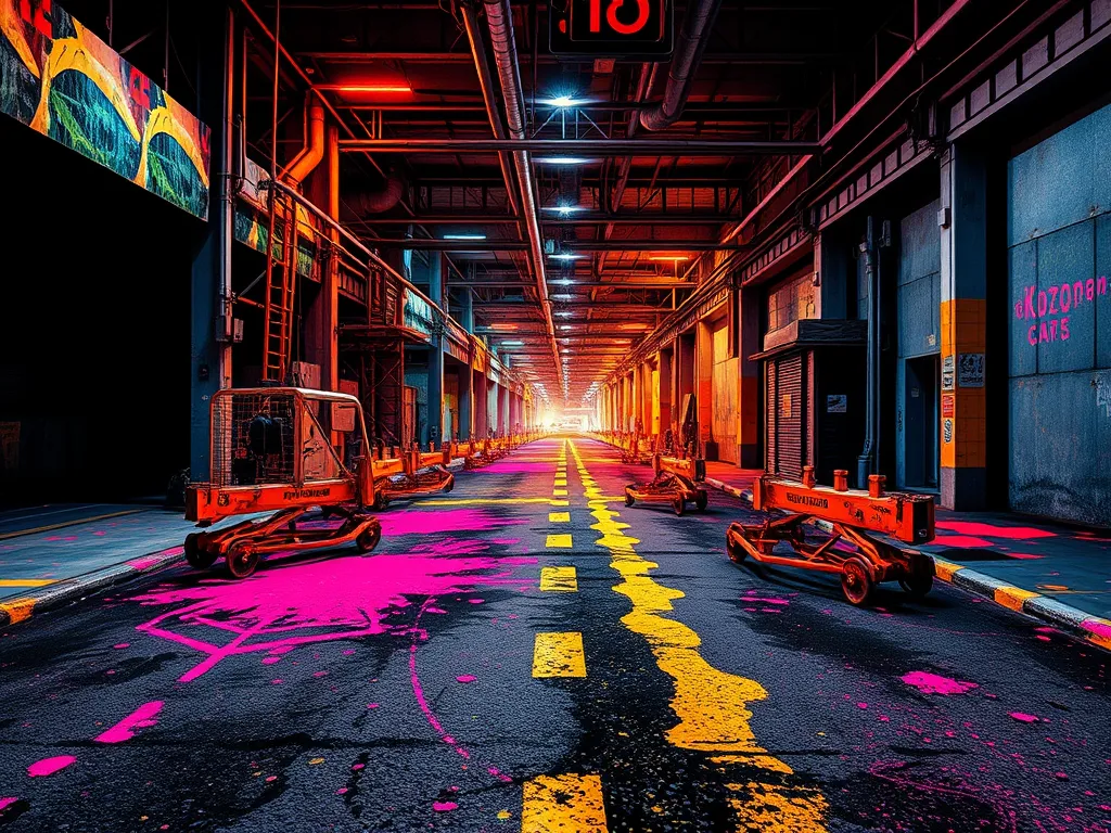 Vibrant urban street with fresh asphalt markings showcasing urban safety case studies