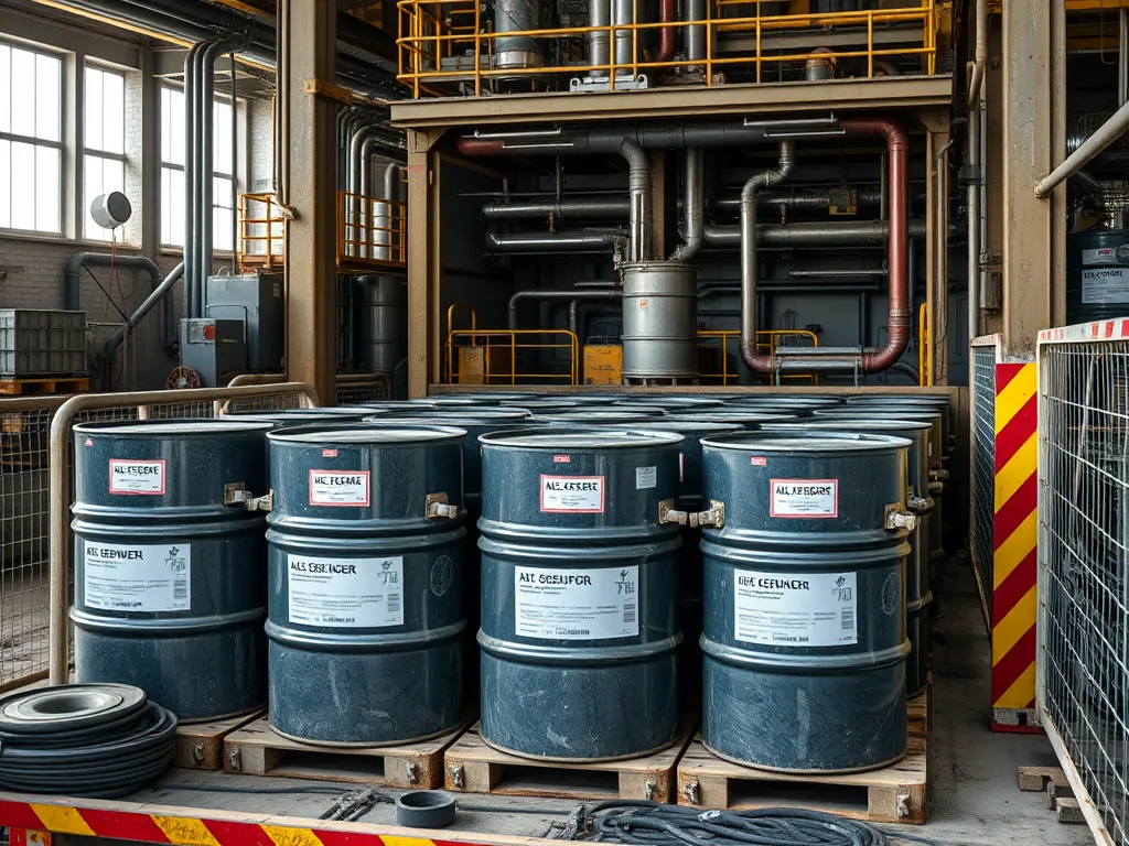 Storage area for materials used in asphalt work to ensure safety practices