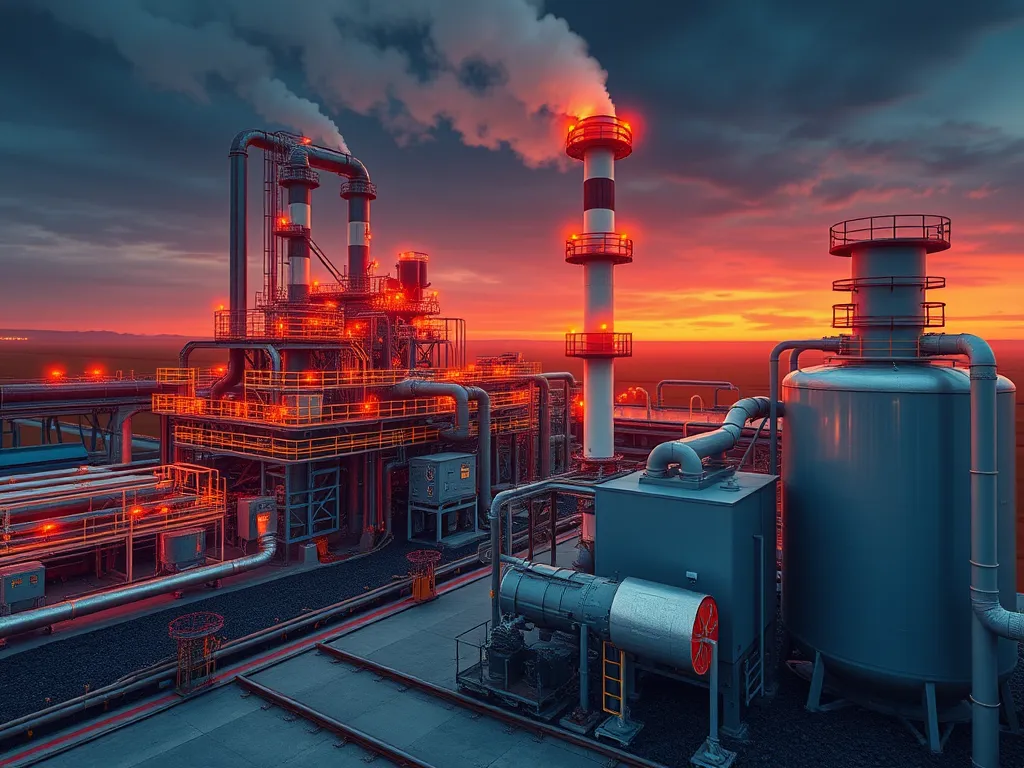 Industrial facility showcasing asphalt production and safety measures