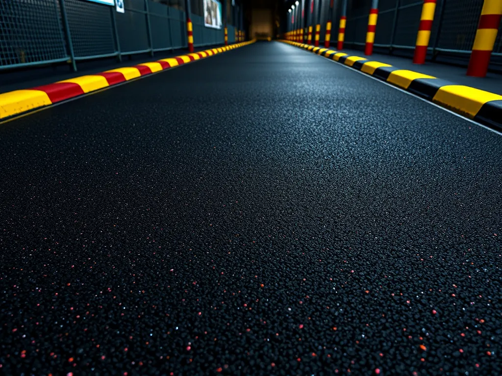 Close-up view of a newly installed asphalt sidewalk, showcasing the smooth and textured surface.