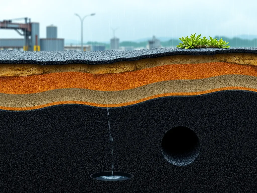 Cross-section illustration demonstrating the installation layers of asphalt sidewalks