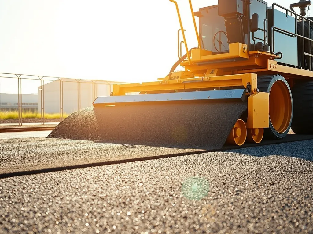 A yellow smoothing machine operating on asphalt to enhance longevity