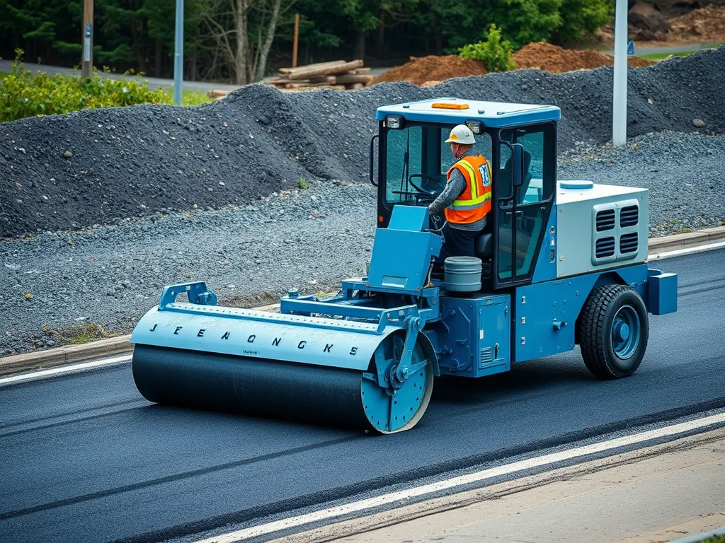 A high-quality asphalt smoothing machine in use, showcasing essential features for asphalt paving.