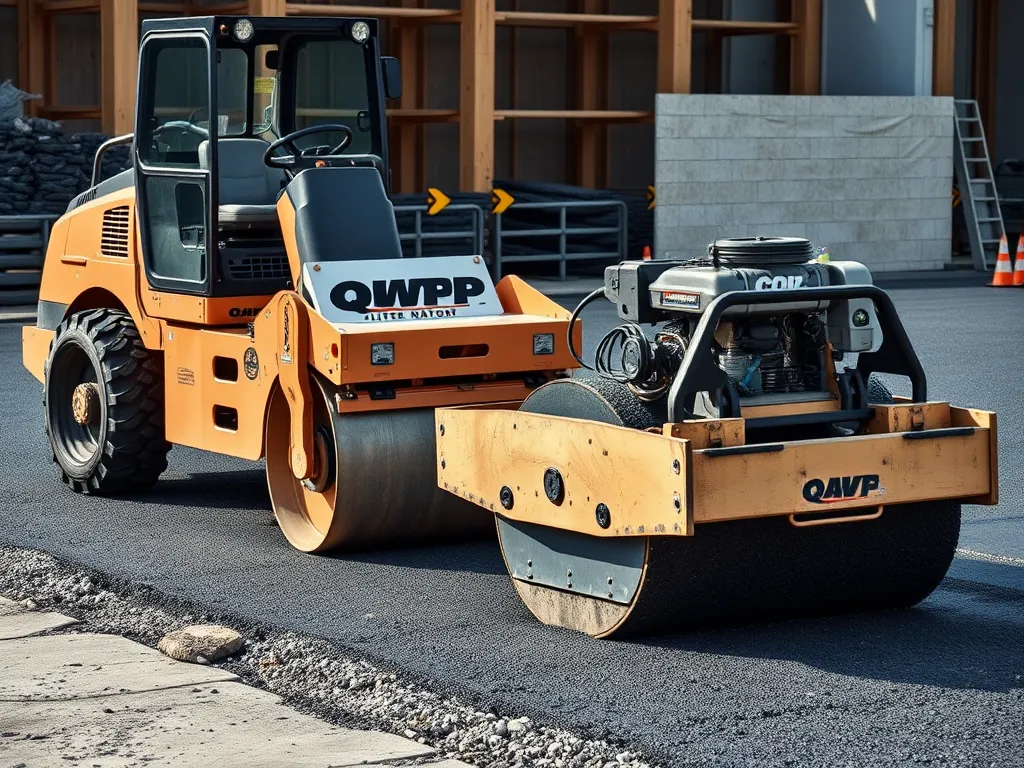 Heavy machinery used for asphalt speed bump installation