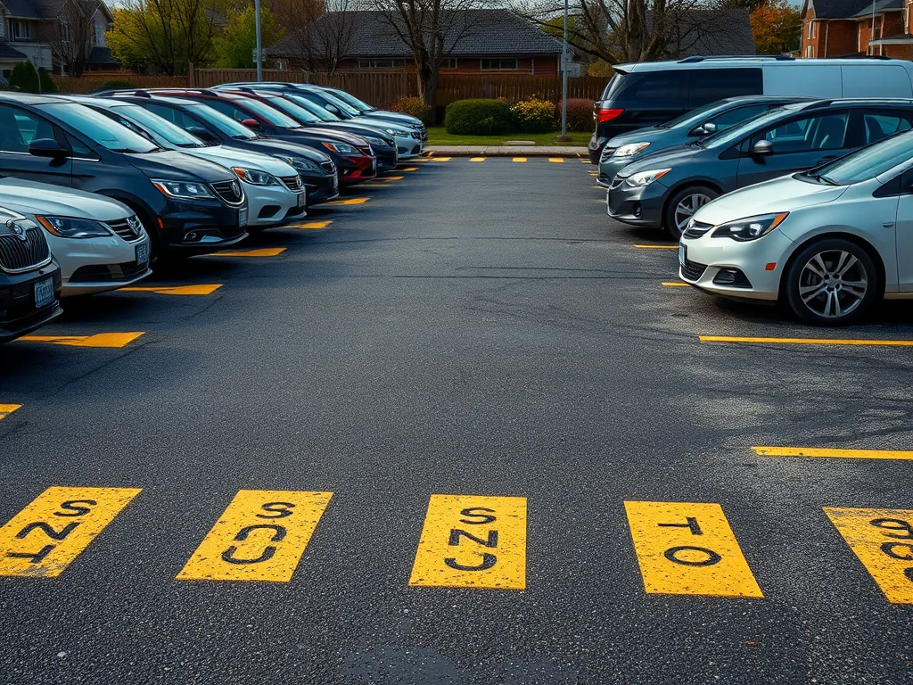 Installation process of asphalt speed bumps in a parking lot for better traffic management.