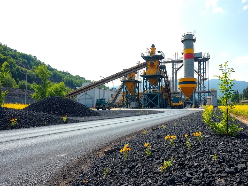 Asphalt production facility showcasing dynamics of asphalt supply chain.