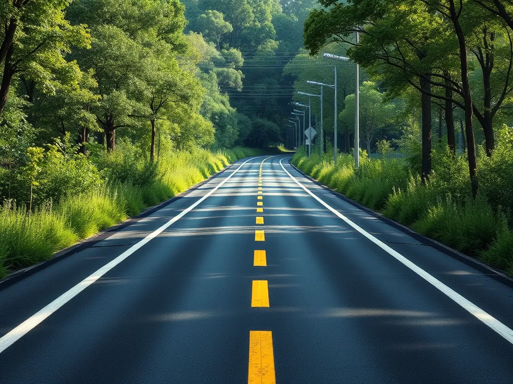 A smooth asphalt road demonstrates the importance of surface evenness for driving safety and comfort.