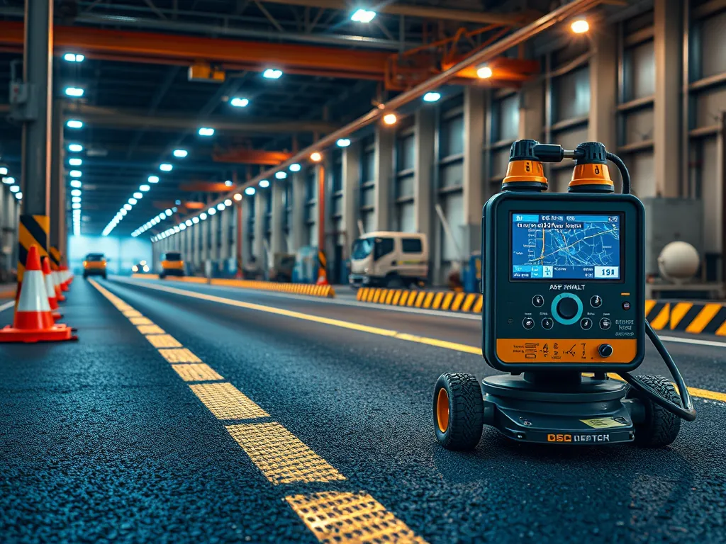 A high-tech device used for inspecting asphalt surfaces to ensure quality and durability.