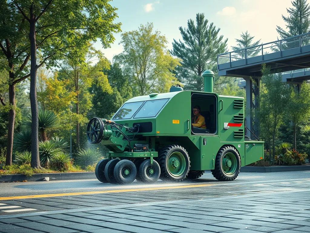 Asphalt application vehicle working on pavement surface, highlighting the impact of temperature on asphalt performance.